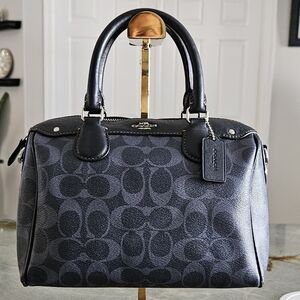 Coach Mini Rowan Dark Blue and Light Blue C Signature Handbag/Crossbody